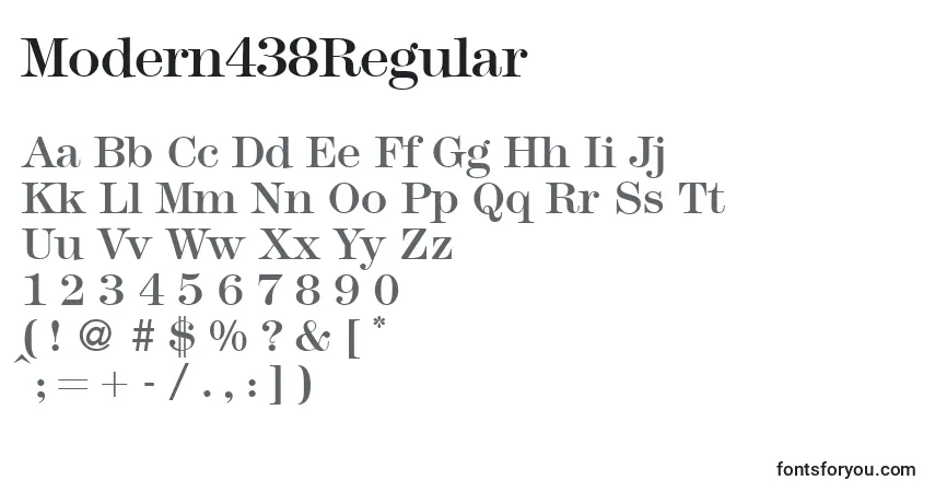 Modern438Regular-fontti – aakkoset, numerot, erikoismerkit