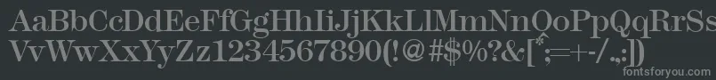 Modern438Regular-fontti – harmaat kirjasimet mustalla taustalla
