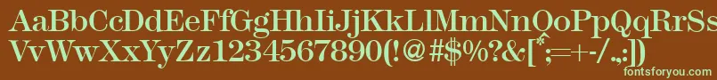 フォントModern438Regular – 緑色の文字が茶色の背景にあります。