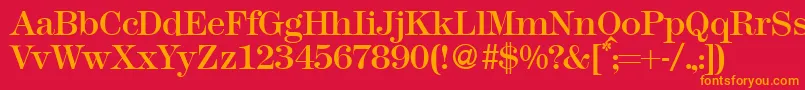 Modern438Regular Font – Orange Fonts on Red Background