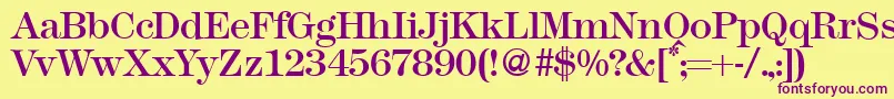 Modern438Regular Font – Purple Fonts on Yellow Background