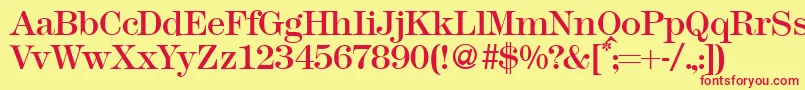 フォントModern438Regular – 赤い文字の黄色い背景