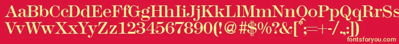 Modern438Regular Font – Yellow Fonts on Red Background