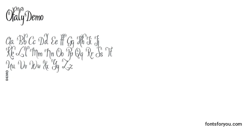 Schriftart OfalyDemo – Alphabet, Zahlen, spezielle Symbole