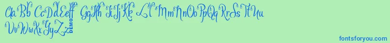 OfalyDemo Font – Blue Fonts on Green Background