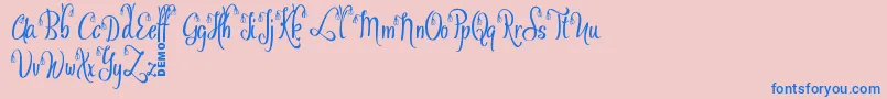 OfalyDemo Font – Blue Fonts on Pink Background