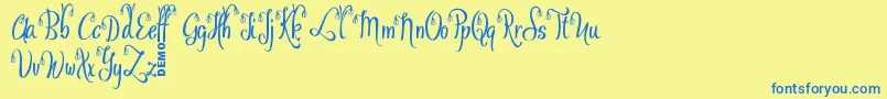 OfalyDemo Font – Blue Fonts on Yellow Background