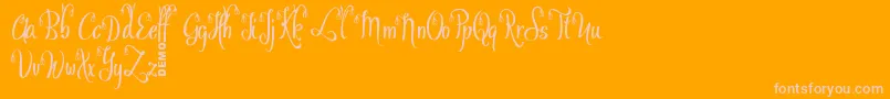 OfalyDemo-Schriftart – Rosa Schriften auf orangefarbenem Hintergrund