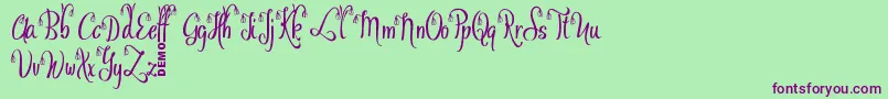 OfalyDemo Font – Purple Fonts on Green Background