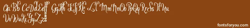 OfalyDemo-Schriftart – Weiße Schriften auf braunem Hintergrund