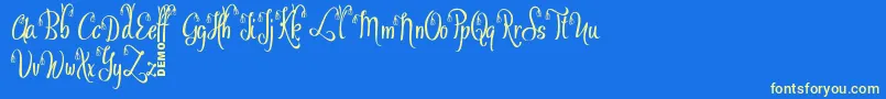 OfalyDemo Font – Yellow Fonts on Blue Background