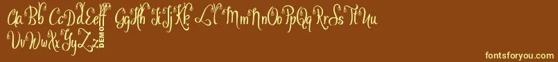 OfalyDemo-fontti – keltaiset fontit ruskealla taustalla