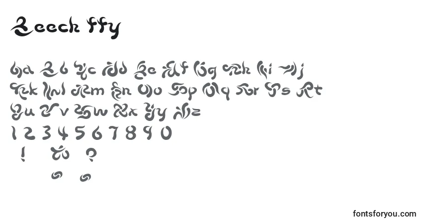 Schriftart Beech ffy – Alphabet, Zahlen, spezielle Symbole