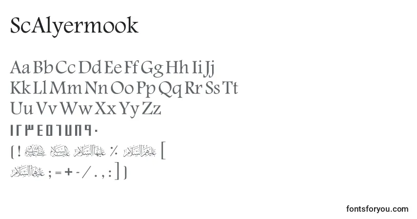 Czcionka ScAlyermook – alfabet, cyfry, specjalne znaki