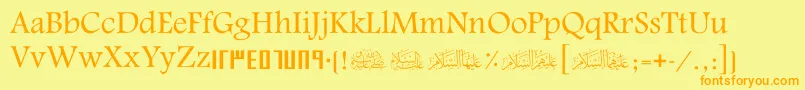 ScAlyermook-Schriftart – Orangefarbene Schriften auf gelbem Hintergrund
