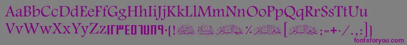 フォントScAlyermook – 紫色のフォント、灰色の背景