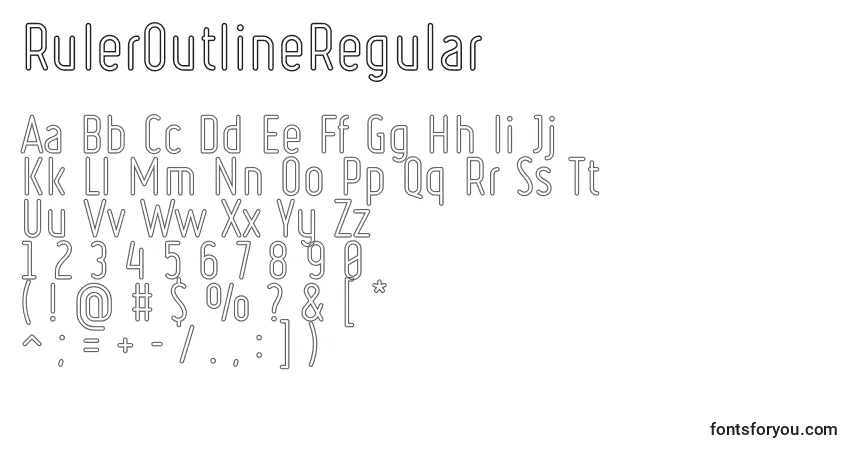 RulerOutlineRegular Font – alphabet, numbers, special characters