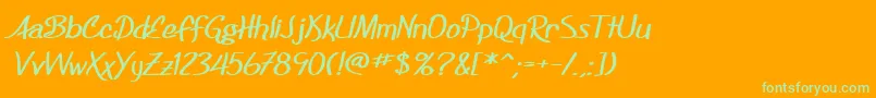 SfFoxboroScriptExtendedBold-Schriftart – Grüne Schriften auf orangefarbenem Hintergrund