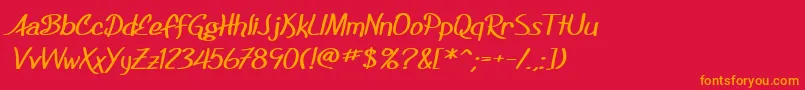 SfFoxboroScriptExtendedBold Font – Orange Fonts on Red Background