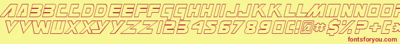 MasterforceHollow Font – Red Fonts on Yellow Background