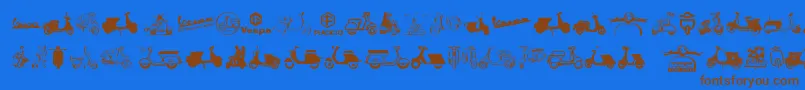 Vespa-Schriftart – Braune Schriften auf blauem Hintergrund