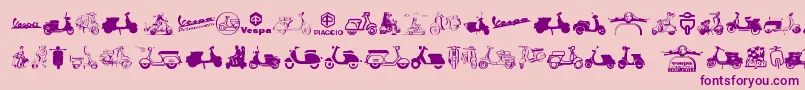 Vespa-Schriftart – Violette Schriften auf rosa Hintergrund