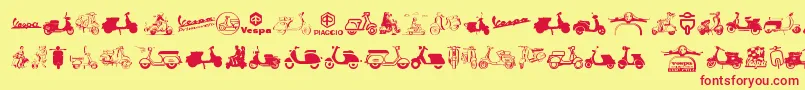 Vespa-Schriftart – Rote Schriften auf gelbem Hintergrund