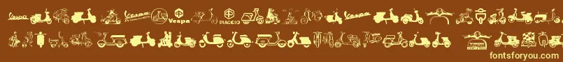 Vespa-Schriftart – Gelbe Schriften auf braunem Hintergrund