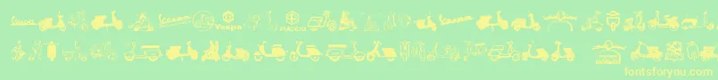 Vespa-fontti – keltaiset fontit vihreällä taustalla