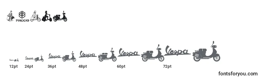 Размеры шрифта Vespa