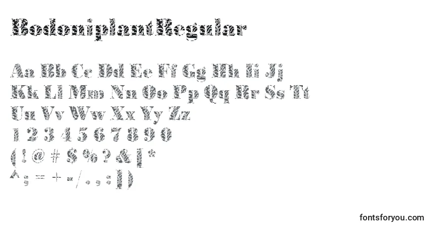 BodoniplantRegular-fontti – aakkoset, numerot, erikoismerkit