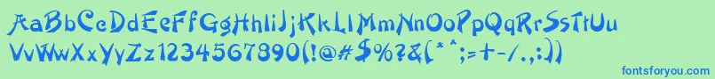 PainterRegular-Schriftart – Blaue Schriften auf grünem Hintergrund