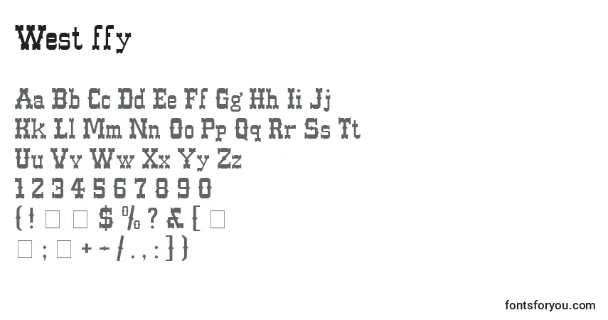 A fonte West ffy – alfabeto, números, caracteres especiais