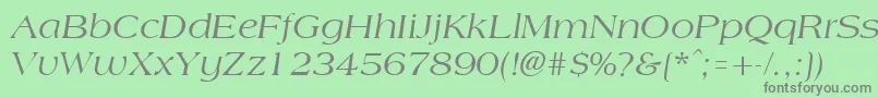 Fonte AmphionItalic – fontes cinzas em um fundo verde