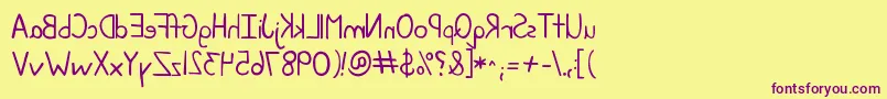 Kgjunebugreverse Font – Purple Fonts on Yellow Background