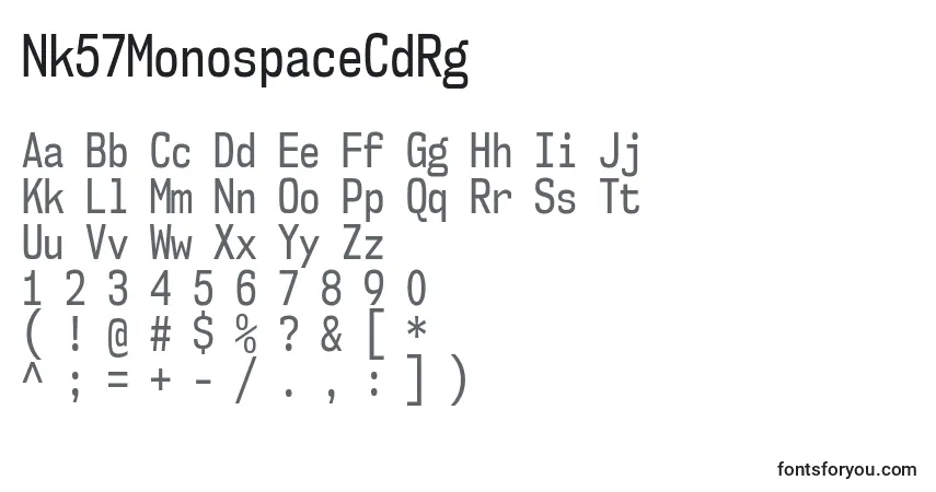 A fonte Nk57MonospaceCdRg – alfabeto, números, caracteres especiais