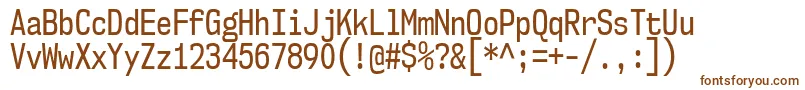 Nk57MonospaceCdRg-fontti – ruskeat fontit valkoisella taustalla