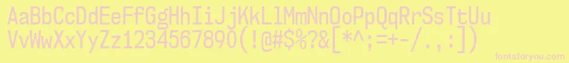 Nk57MonospaceCdRg-fontti – vaaleanpunaiset fontit keltaisella taustalla