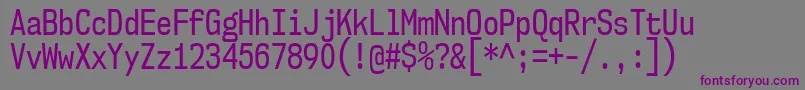 Nk57MonospaceCdRg-fontti – violetit fontit harmaalla taustalla
