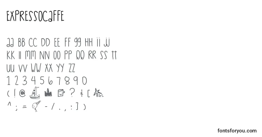 Schriftart Expressocaffe – Alphabet, Zahlen, spezielle Symbole