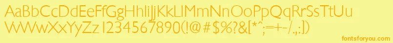 ChantillyserialXlightRegular Font – Orange Fonts on Yellow Background