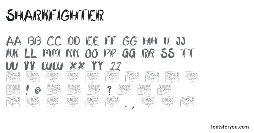 A fonte SharkFighter – alfabeto, números, caracteres especiais