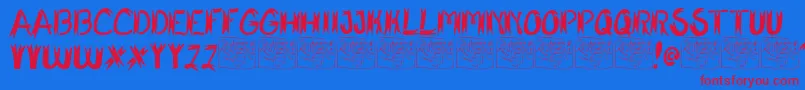 SharkFighter-Schriftart – Rote Schriften auf blauem Hintergrund