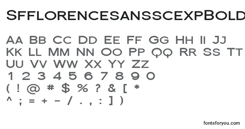 A fonte SfflorencesansscexpBold – alfabeto, números, caracteres especiais