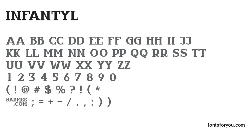 Шрифт Infantyl – алфавит, цифры, специальные символы