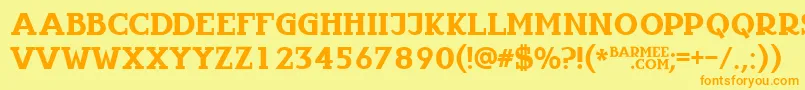 フォントInfantyl – オレンジの文字が黄色の背景にあります。