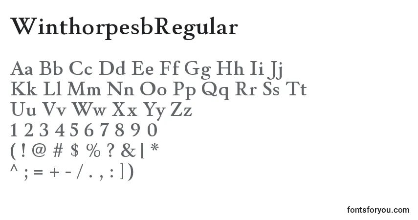 A fonte WinthorpesbRegular – alfabeto, números, caracteres especiais