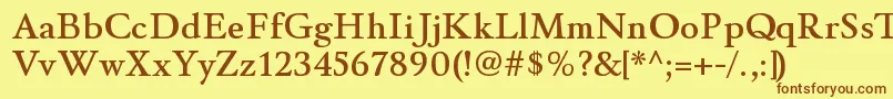 フォントWinthorpesbRegular – 茶色の文字が黄色の背景にあります。