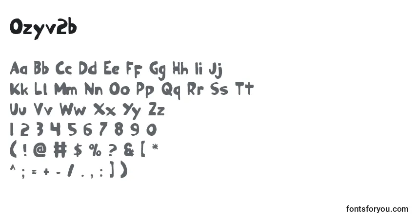 Czcionka Ozyv2b – alfabet, cyfry, specjalne znaki