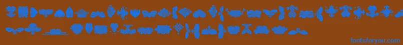 BlackOrnamentsFree-Schriftart – Blaue Schriften auf braunem Hintergrund